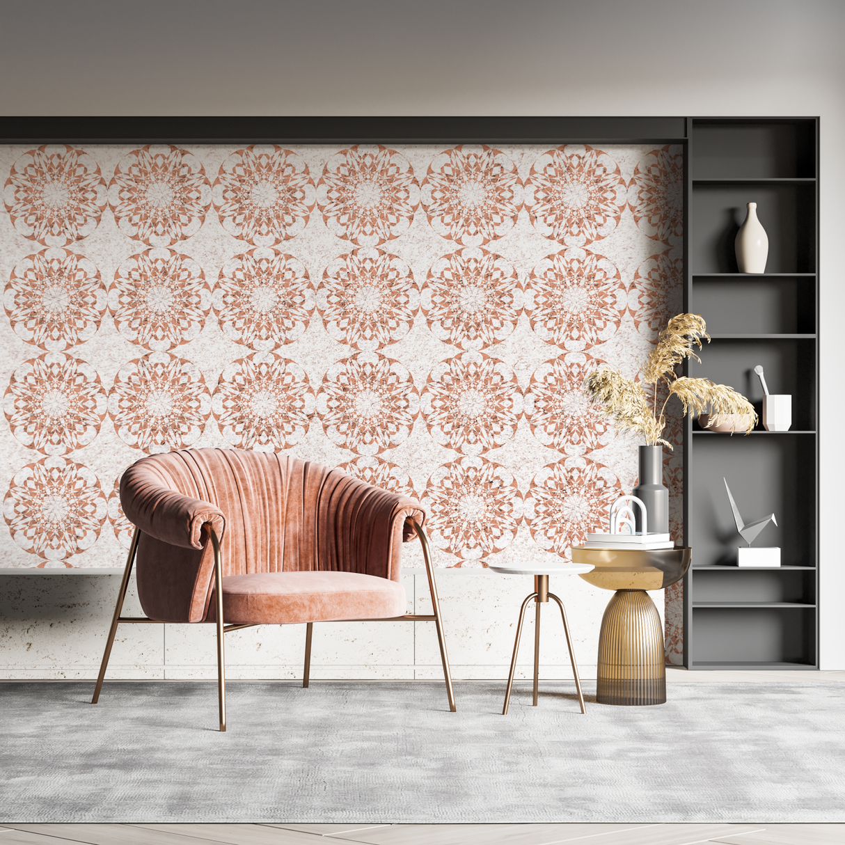 Pattern Mural Wallpaper | Terracotta Mandala Design