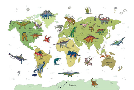 Dinosaurier Tapete | Weltkarte Bildungsdesign
