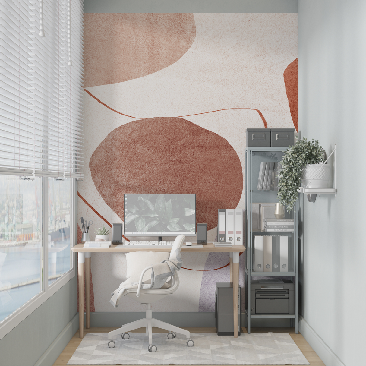 Abstract Mural Wallpaper | Terracotta and Beige Geometric Shapes