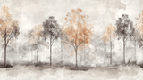 Forest Mural Wallpaper | Misty Trees in Grey and Terracotta