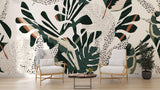 Tropical Foliage Mural Wallpaper | Modern Abstract Monstera Design