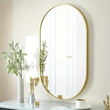 Modern Oval Wall Mirror  Black Frame Design - Product example