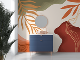Abstract Mural Wallpaper | Terracotta and Olive Organic Shapes