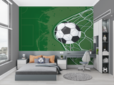 Football Mural Wallpaper | Soccer Ball in Net Design