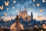 Princess Mural Wallpaper | Magical Castle with Golden Butterflies