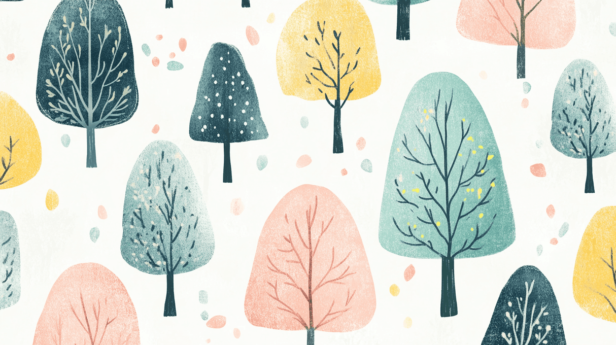 Forest Mural Wallpaper | Pastel Trees Watercolor Design
