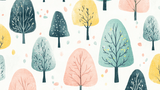 Forest Mural Wallpaper | Pastel Trees Watercolor Design