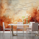 Abstract Mural Wallpaper | Terracotta Watercolor Cloud Design