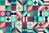 Geometric Mural Wallpaper | Modern Art Deco Pattern in Pink and Green