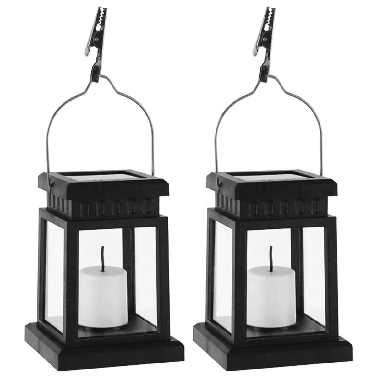 Solar LED Garden Lantern  Black Frame Candle Design - Product detail 5