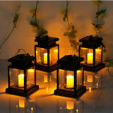 Solar LED Garden Lantern  Black Frame Candle Design - Product showcase