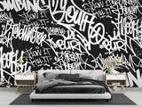 Graffiti Mural Wallpaper | Urban Black and White Street Art