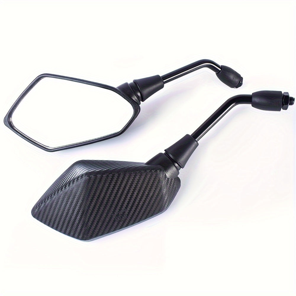 Universal Motorcycle Mirrors  Hexagonal Carbon Fiber Design - Detailed view