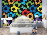 Football Mural Wallpaper | Colorful Soccer Ball Pattern