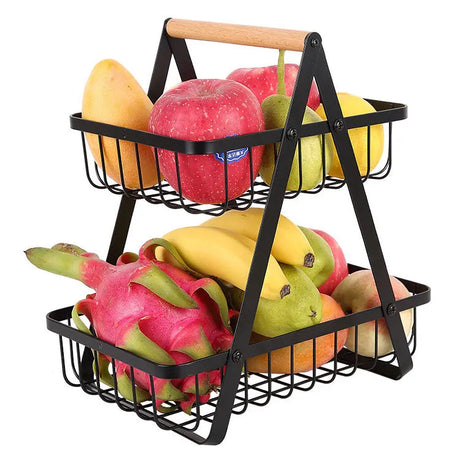 Modern Tiered Fruit Basket  Black Steel 3-Level Storage - Product detail 9