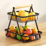 Modern Tiered Fruit Basket  Black Steel 3-Level Storage - Detailed view