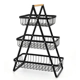 Modern Tiered Fruit Basket  Black Steel 3-Level Storage - Product detail 8