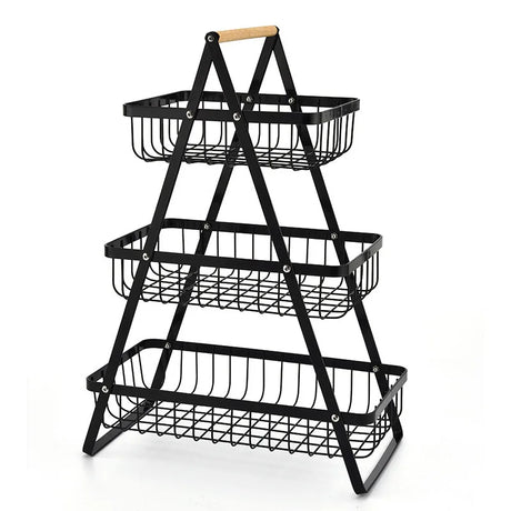 Modern Tiered Fruit Basket  Black Steel 3-Level Storage - Product detail 8