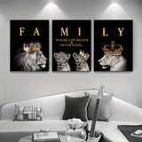 Lion Family Canvas Art  Black and Gold Crown Design - Product detail 4