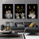 Lion Family Canvas Art  Black and Gold Crown Design - Product detail 5