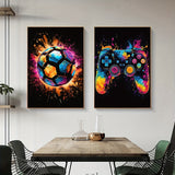 Gaming Wall Art Set  Vibrant Football Controller Canvas Prints - Product example