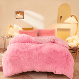 Plush Velvet Bedding Set  Soft Pink Duvet Cover with Pompom Trim - Product detail 23