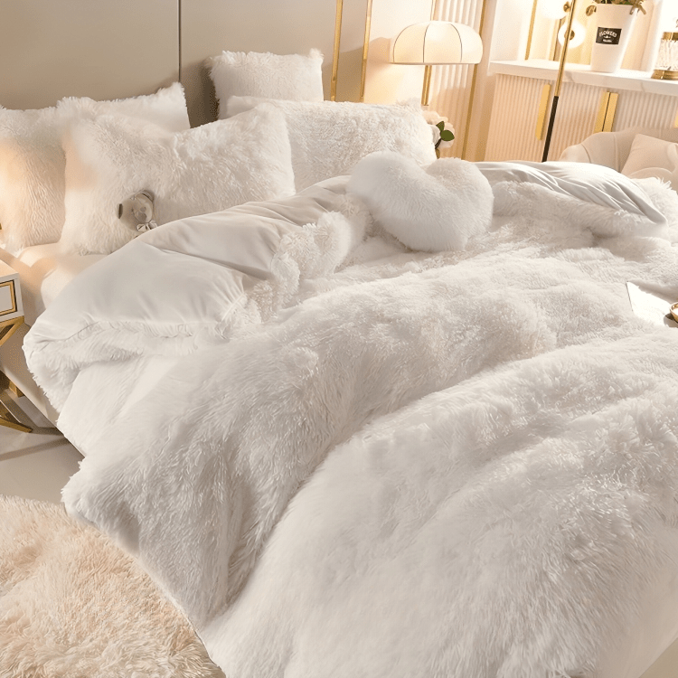 Plush Velvet Bedding Set  Soft Pink Duvet Cover with Pompom Trim - Product detail 27