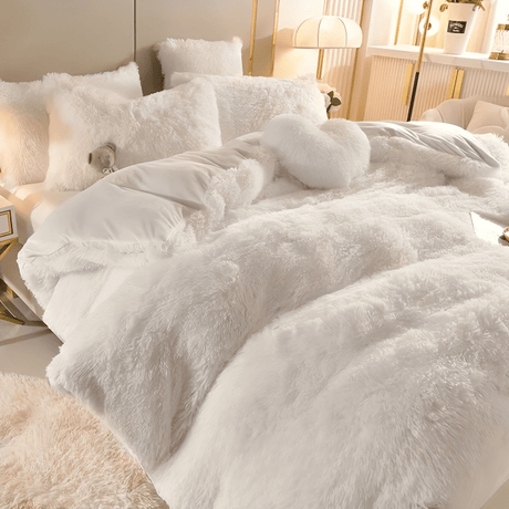 Plush Velvet Bedding Set  Soft Pink Duvet Cover with Pompom Trim - Product detail 27