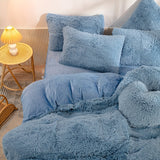 Plush Velvet Bedding Set  Soft Pink Duvet Cover with Pompom Trim - Product detail 26