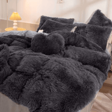 Plush Velvet Bedding Set  Soft Pink Duvet Cover with Pompom Trim - Product detail 24