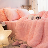 Plush Velvet Bedding Set  Soft Pink Duvet Cover with Pompom Trim - Product detail 13