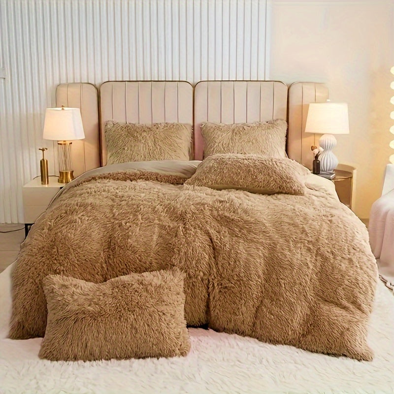 Plush Velvet Bedding Set  Soft Pink Duvet Cover with Pompom Trim - Product detail 7