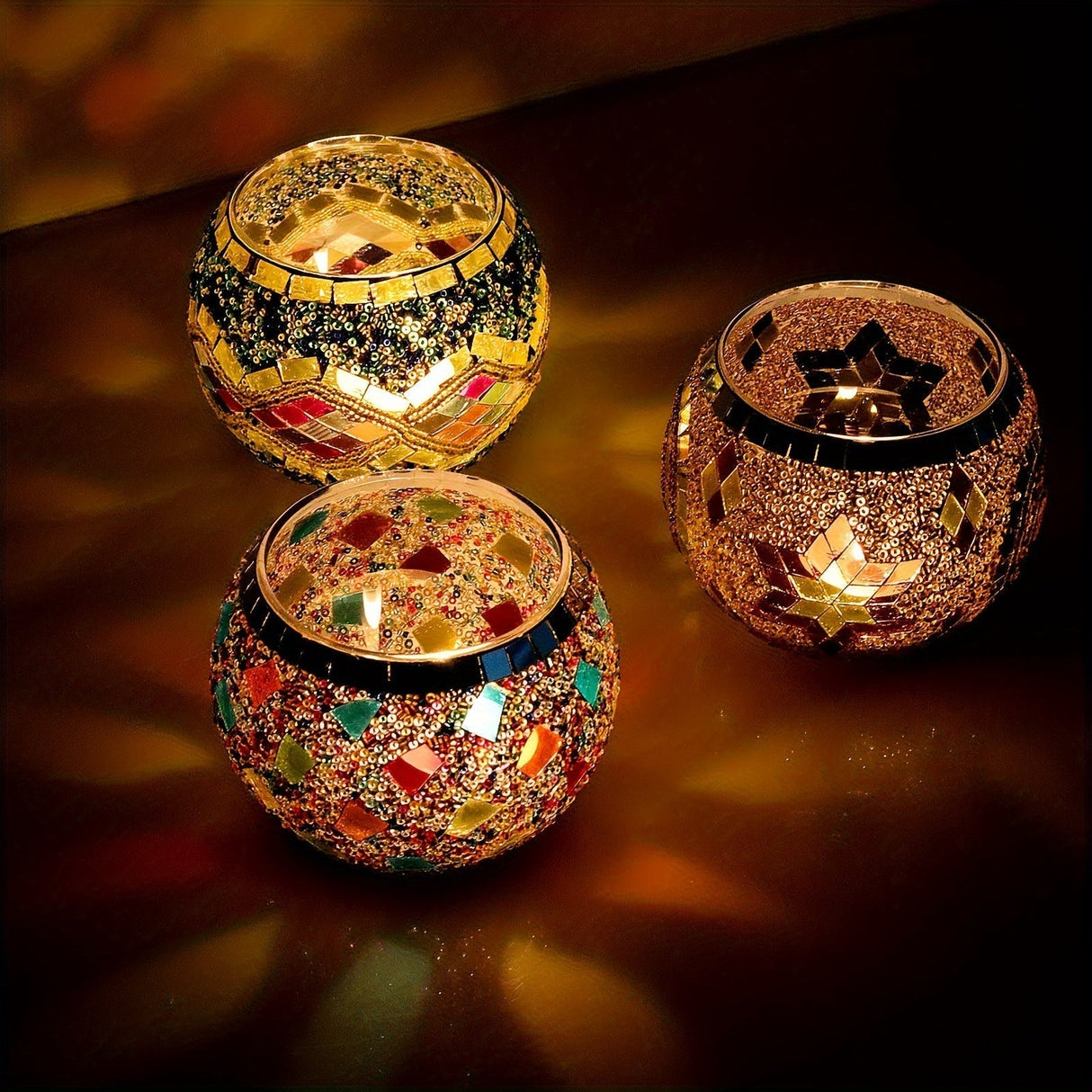 Mosaic Tea Light Holders  Handcrafted Glass Star Pattern - Product detail 5