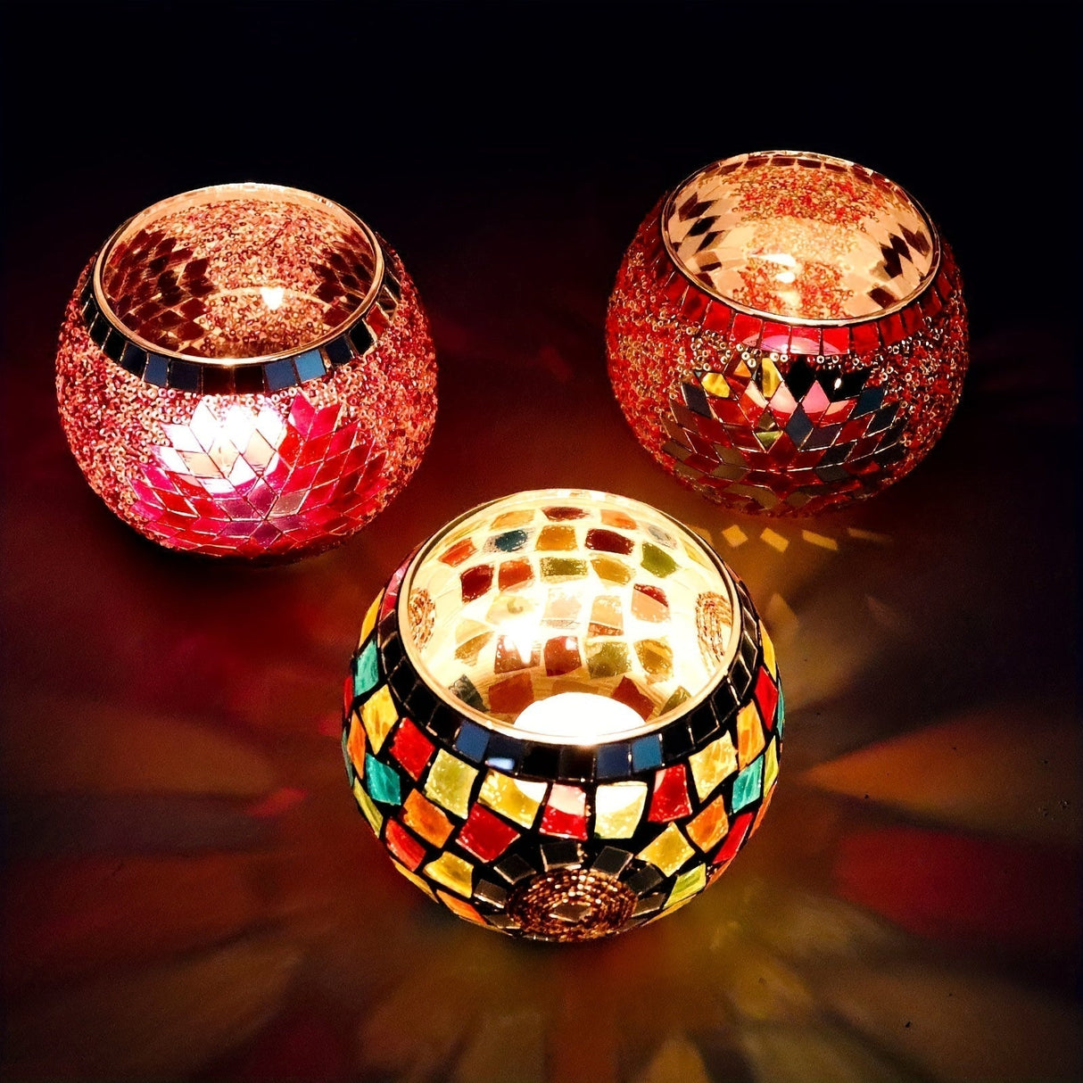 Mosaic Tea Light Holders  Handcrafted Glass Star Pattern - Product detail 4