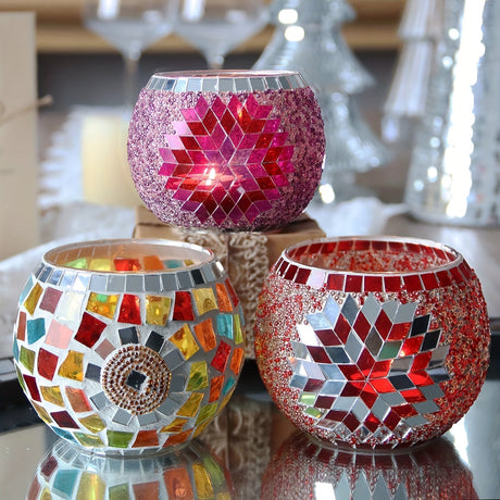 Mosaic Tea Light Holders  Handcrafted Glass Star Pattern - Product detail 9