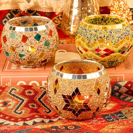 Mosaic Tea Light Holders  Handcrafted Glass Star Pattern - Product detail 8