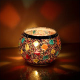 Mosaic Tea Light Holders  Handcrafted Glass Star Pattern - Product example