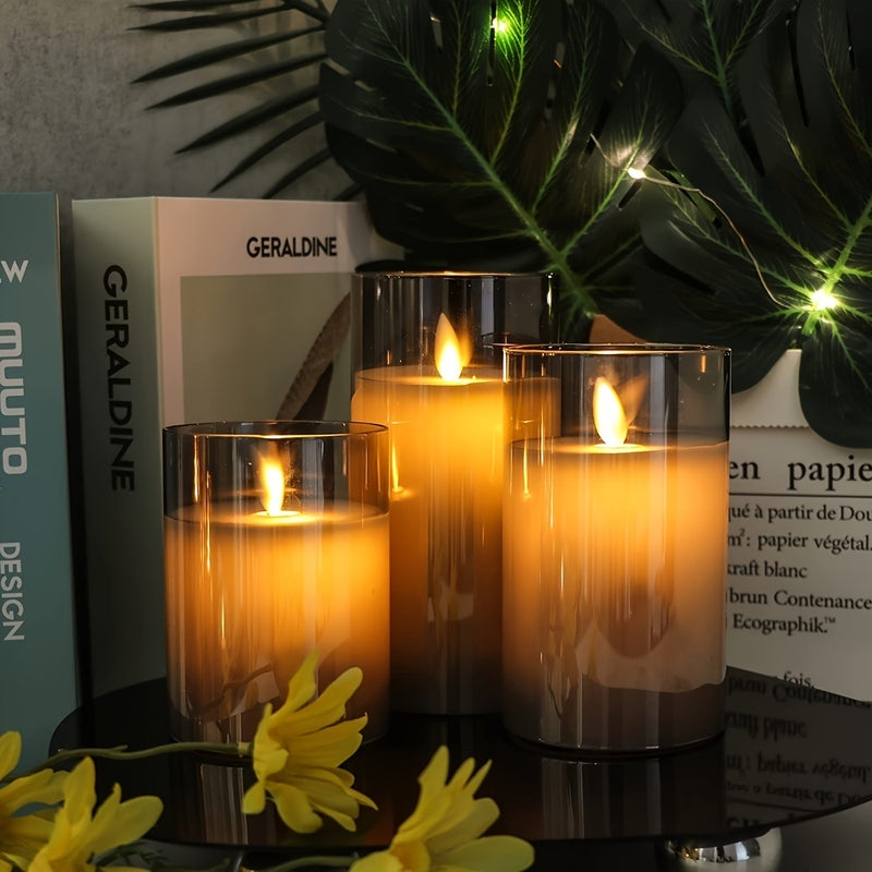 LED Flameless Candles Set  Glass Remote Control Timer - Detailed view
