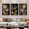 Golden Floral Canvas Art  Modern Botanical Triptych - Product detail 4