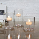Glass Candle Holders Set  Modern Cylindrical Design - Detailed view