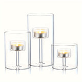Glass Candle Holders Set  Modern Cylindrical Design - Product detail 4