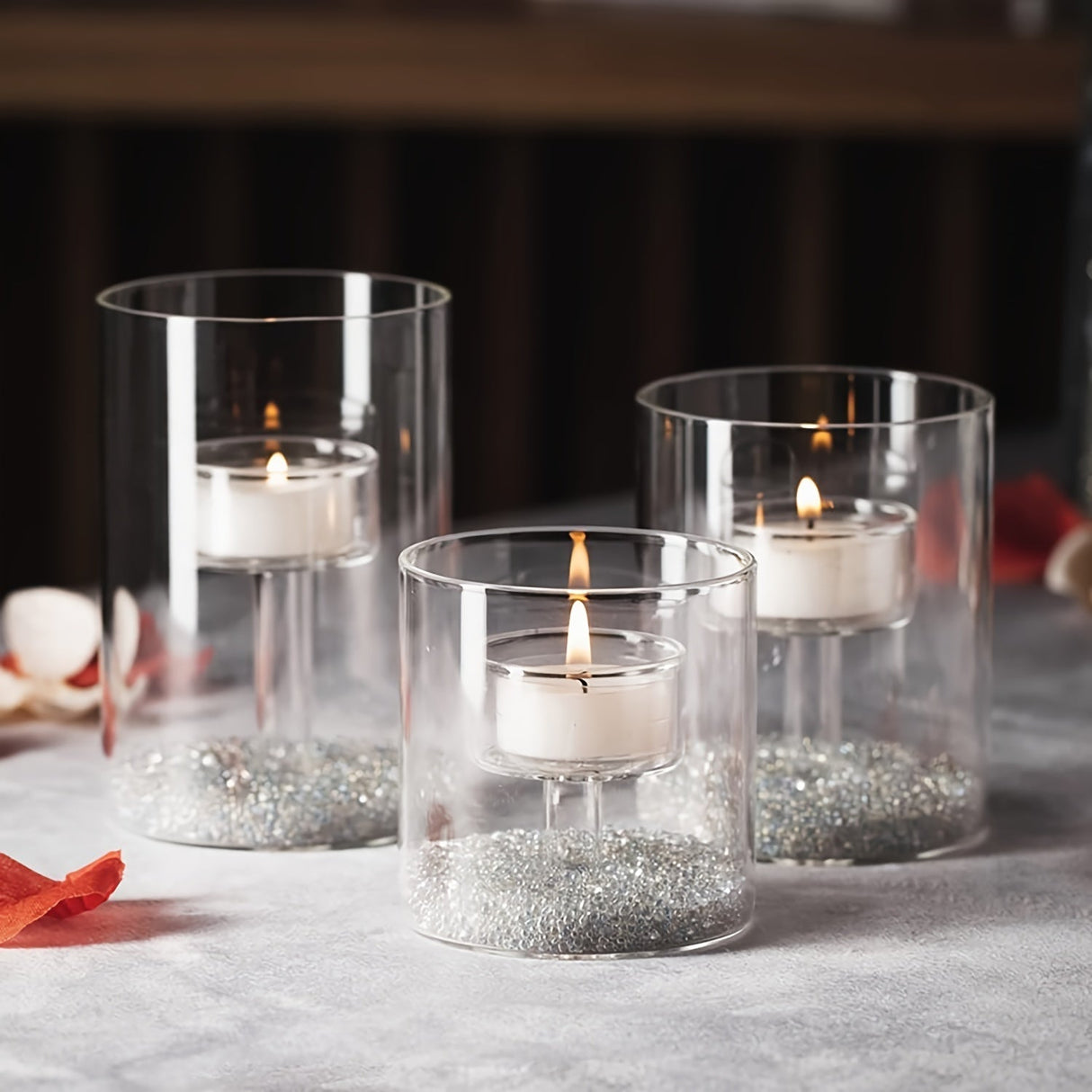Glass Candle Holders Set  Modern Cylindrical Design - Product detail 8