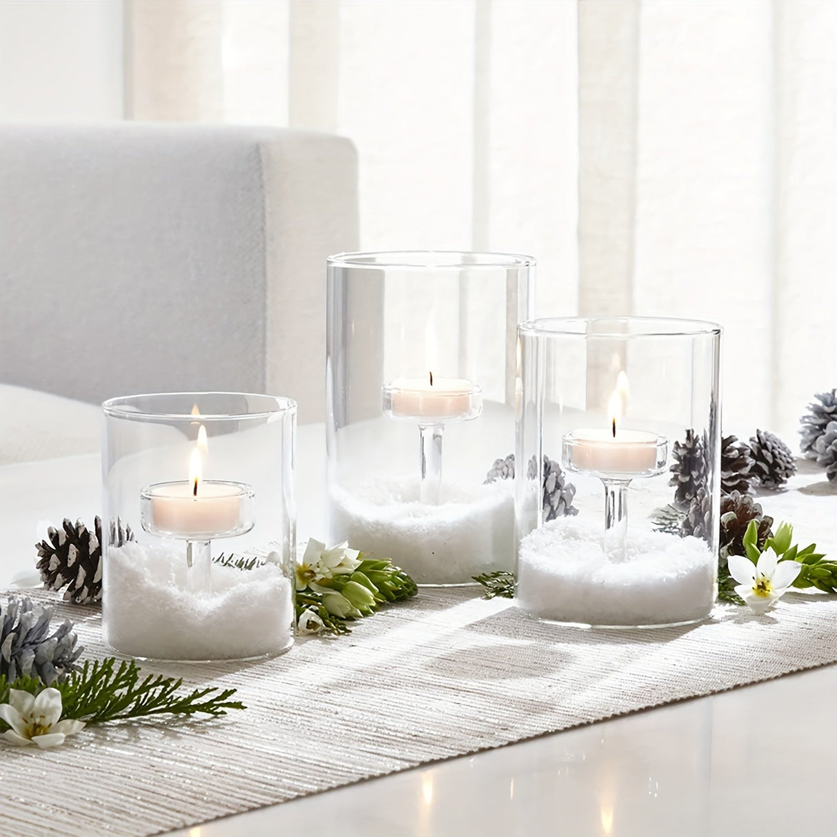 Glass Candle Holders Set  Modern Cylindrical Design - Product example