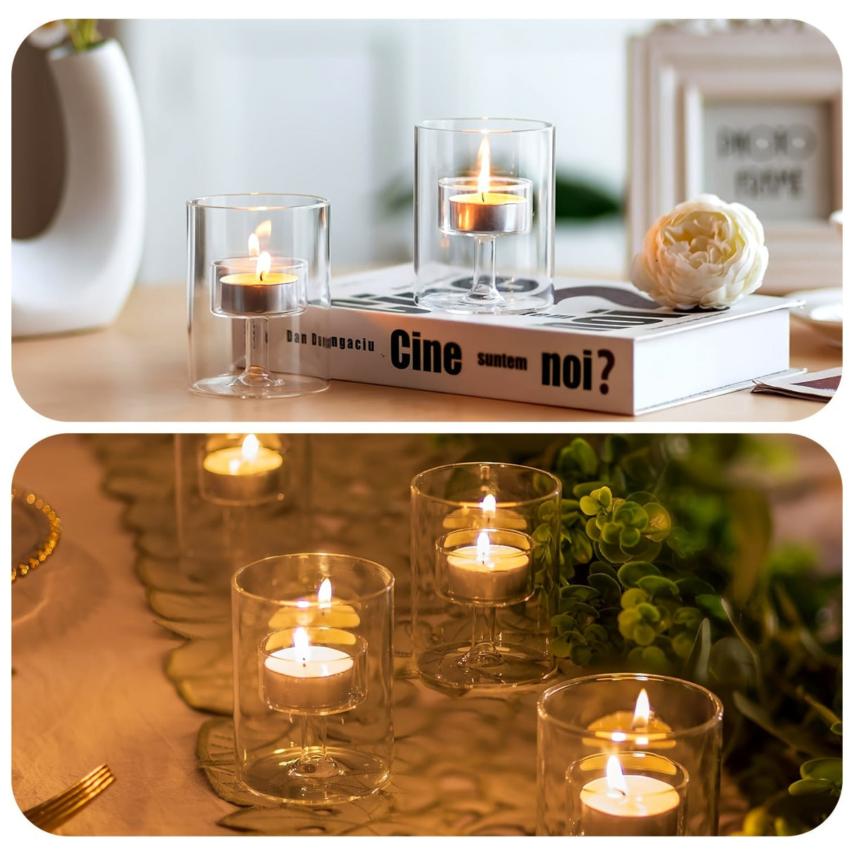 Glass Candle Holders Set  Modern Cylindrical Design - Product detail 7