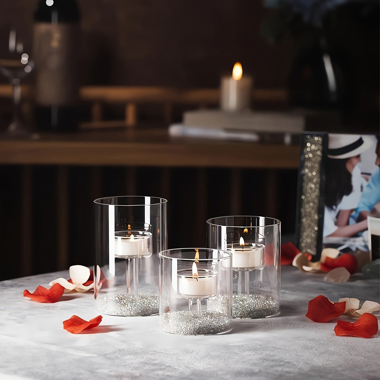 Glass Candle Holders Set  Modern Cylindrical Design - Product detail 6
