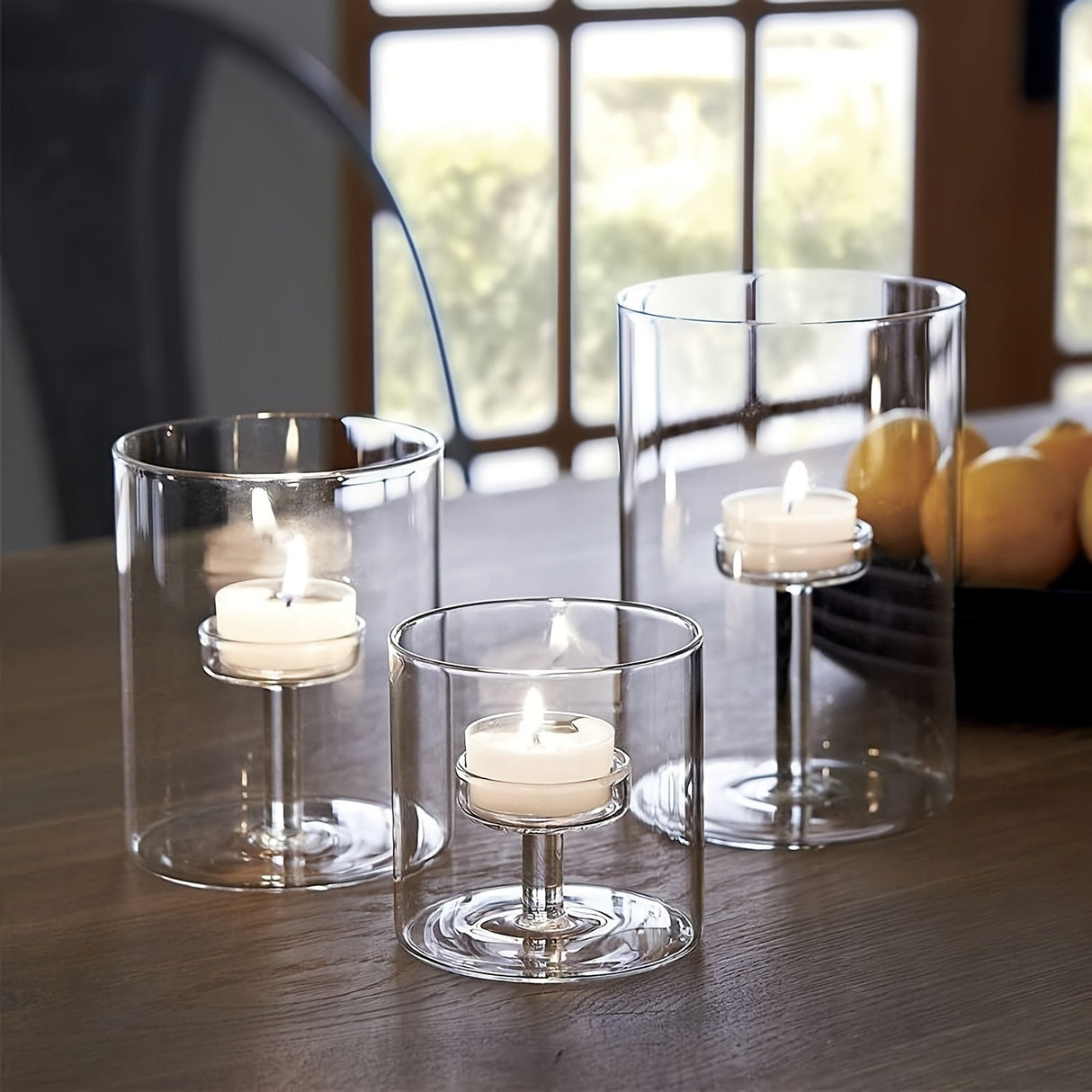 Glass Candle Holders Set  Modern Cylindrical Design - Product detail 10