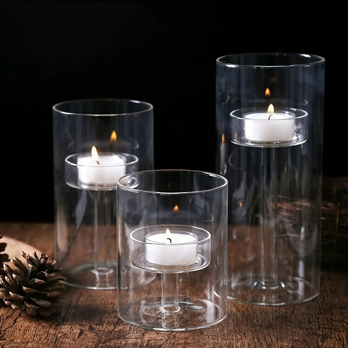 Glass Candle Holders Set  Modern Cylindrical Design - Product detail 9