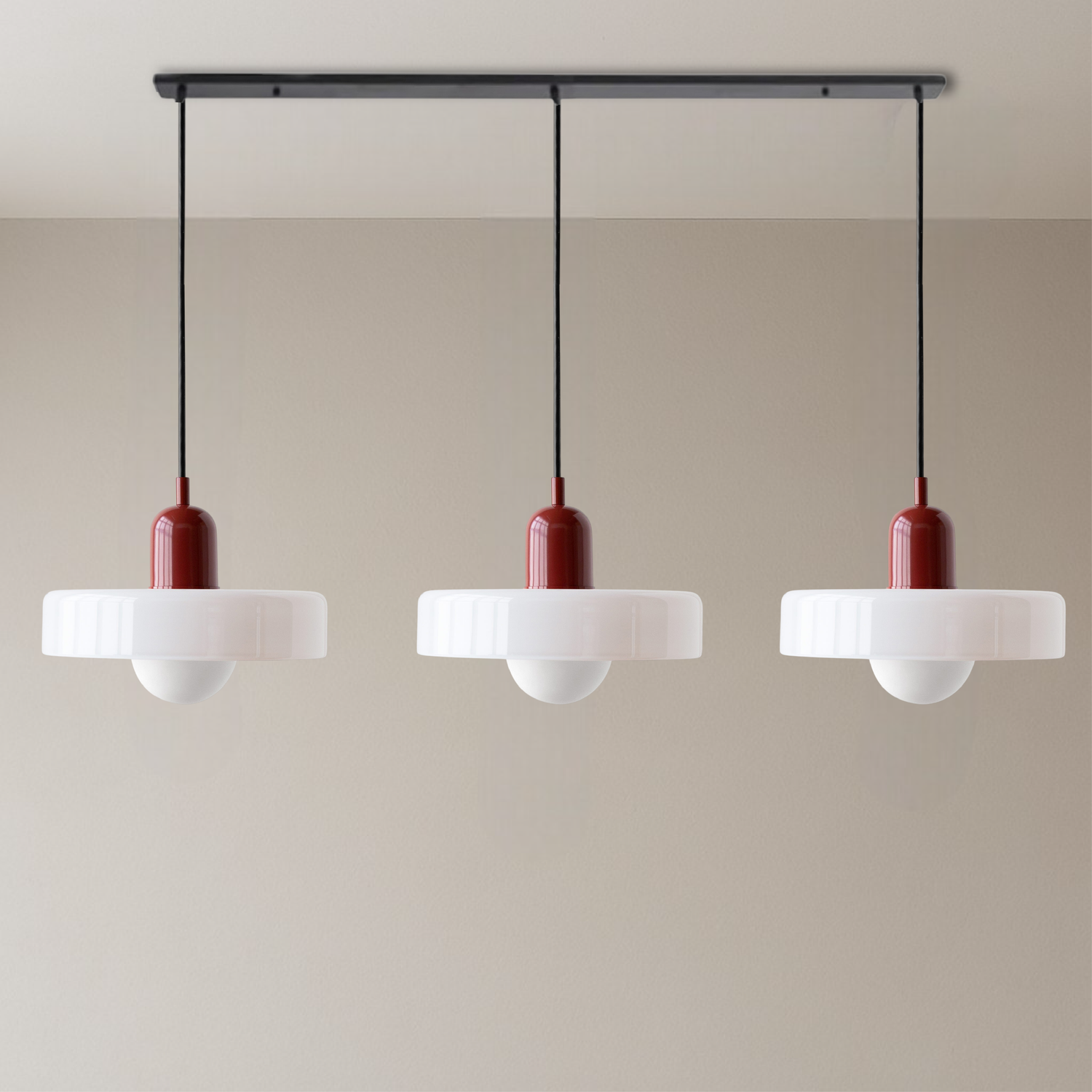 Modern Pendant Light  Triple Glass Shade Bauhaus Design - Product detail 11