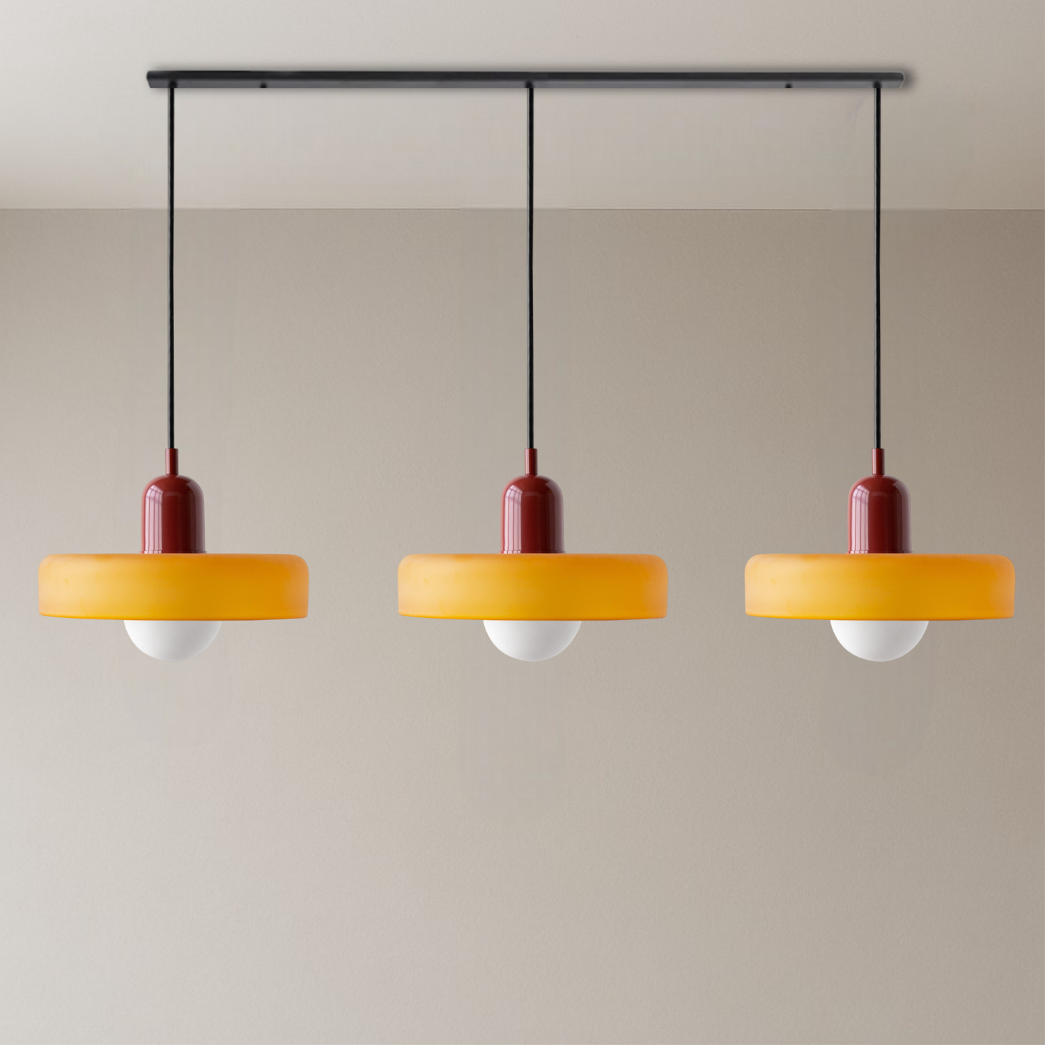 Modern Pendant Light  Triple Glass Shade Bauhaus Design - Product detail 15