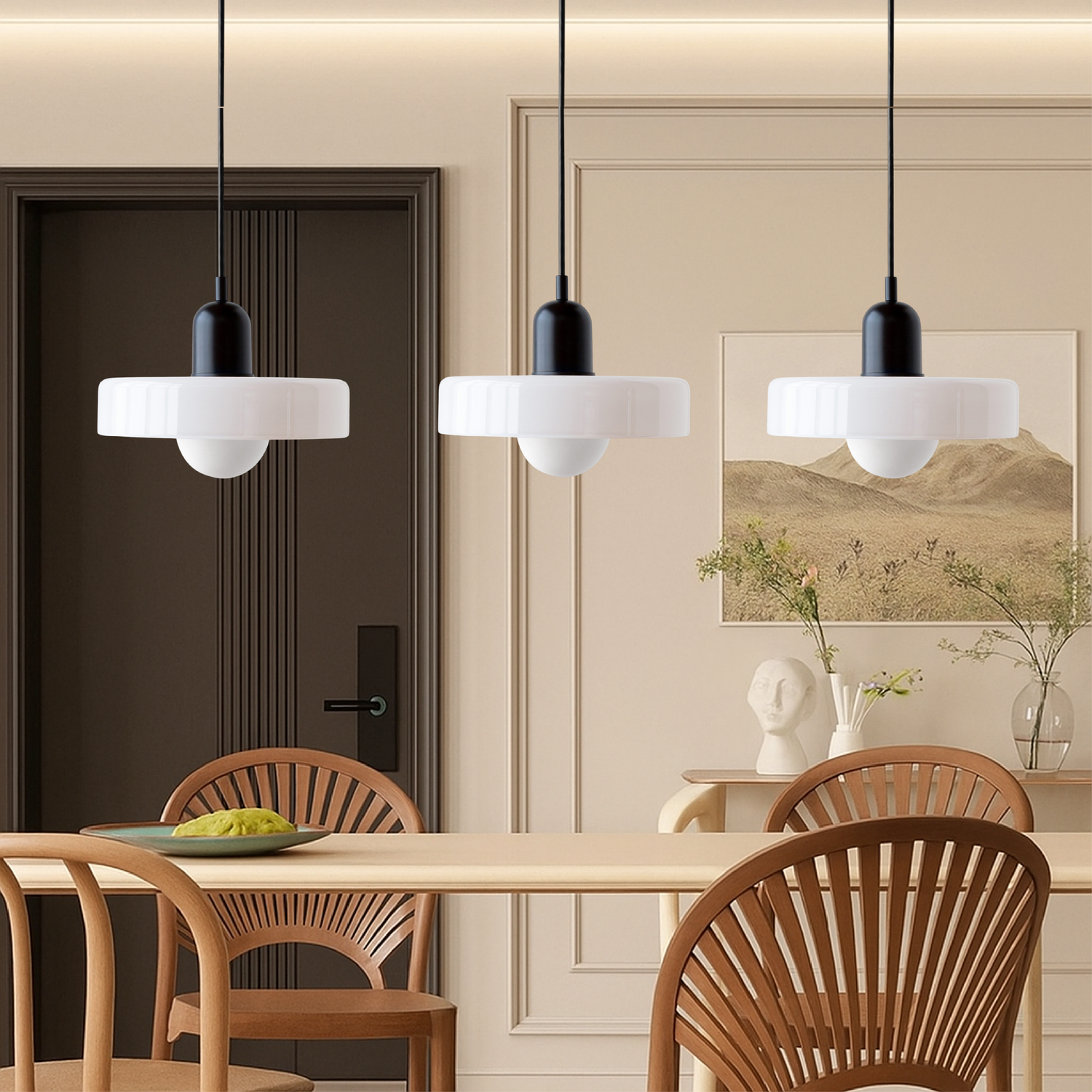 Modern Pendant Light  Triple Glass Shade Bauhaus Design - Product detail 8